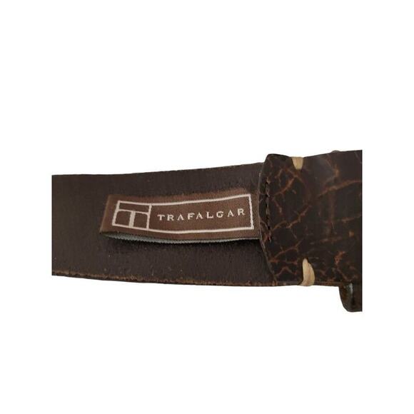 Vintage Trafalgar Italian Coin Belt Crackle Leather Bronze Rustic Sz L Brown - Picture 5 of 13